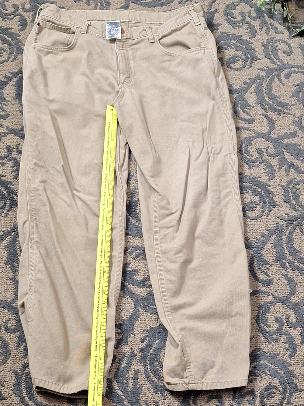 Men's Carhartt FR size 36X30 Khaki Work Pants - Beige/Tan